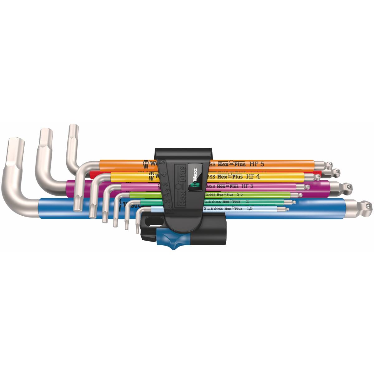 Insexnycklar Wera 3950/9 Hex-Plus Multicolour HF Stainless 1; 1,5-10 mm; 9 st.
