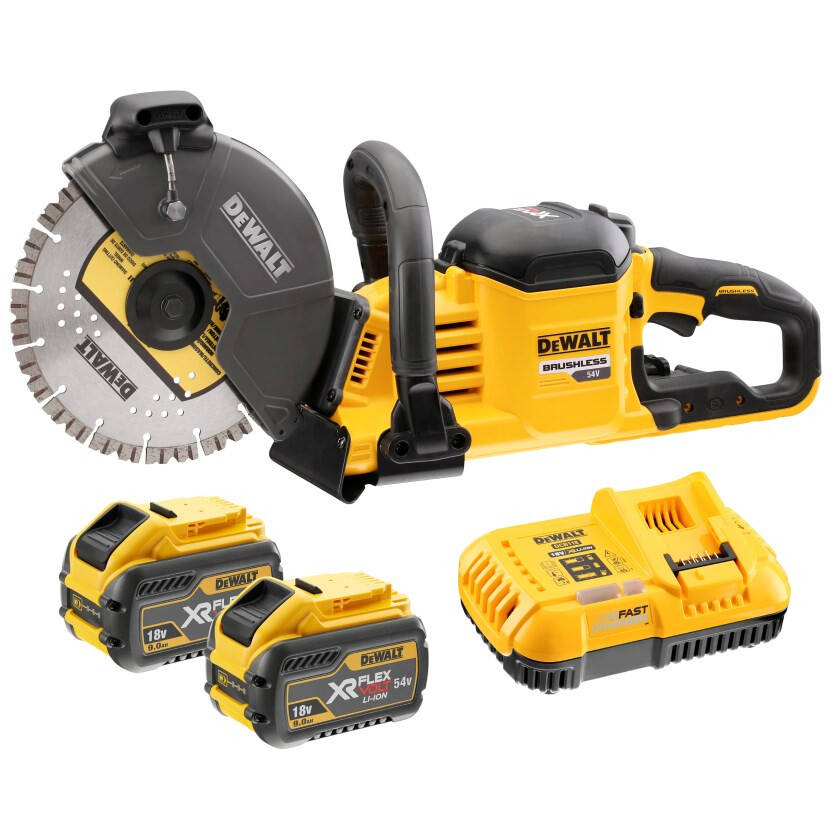 Vinkelkapmaskin DeWalt DCS691X2-QW; 54 V; 2x9,0 Ah batt.
