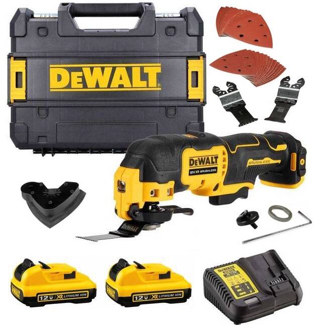 Flerfunktionsverktyg DeWalt DCS353D2-QW; 12 V; 2x2,0 Ah batt.