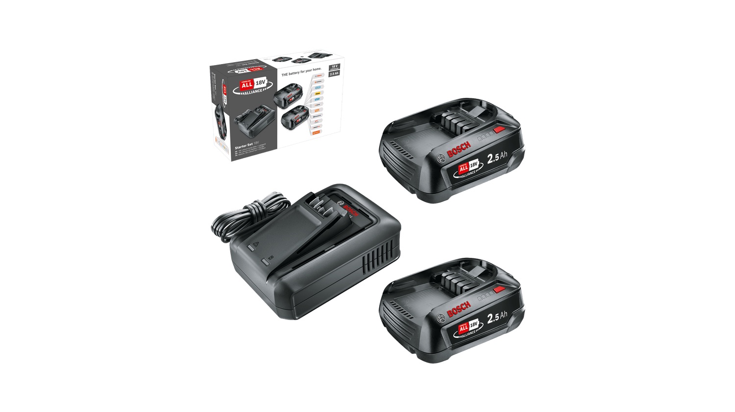 Tillbehörsset Bosch Starter Set 18V; 18 V; 2x2,5 Ah batt.