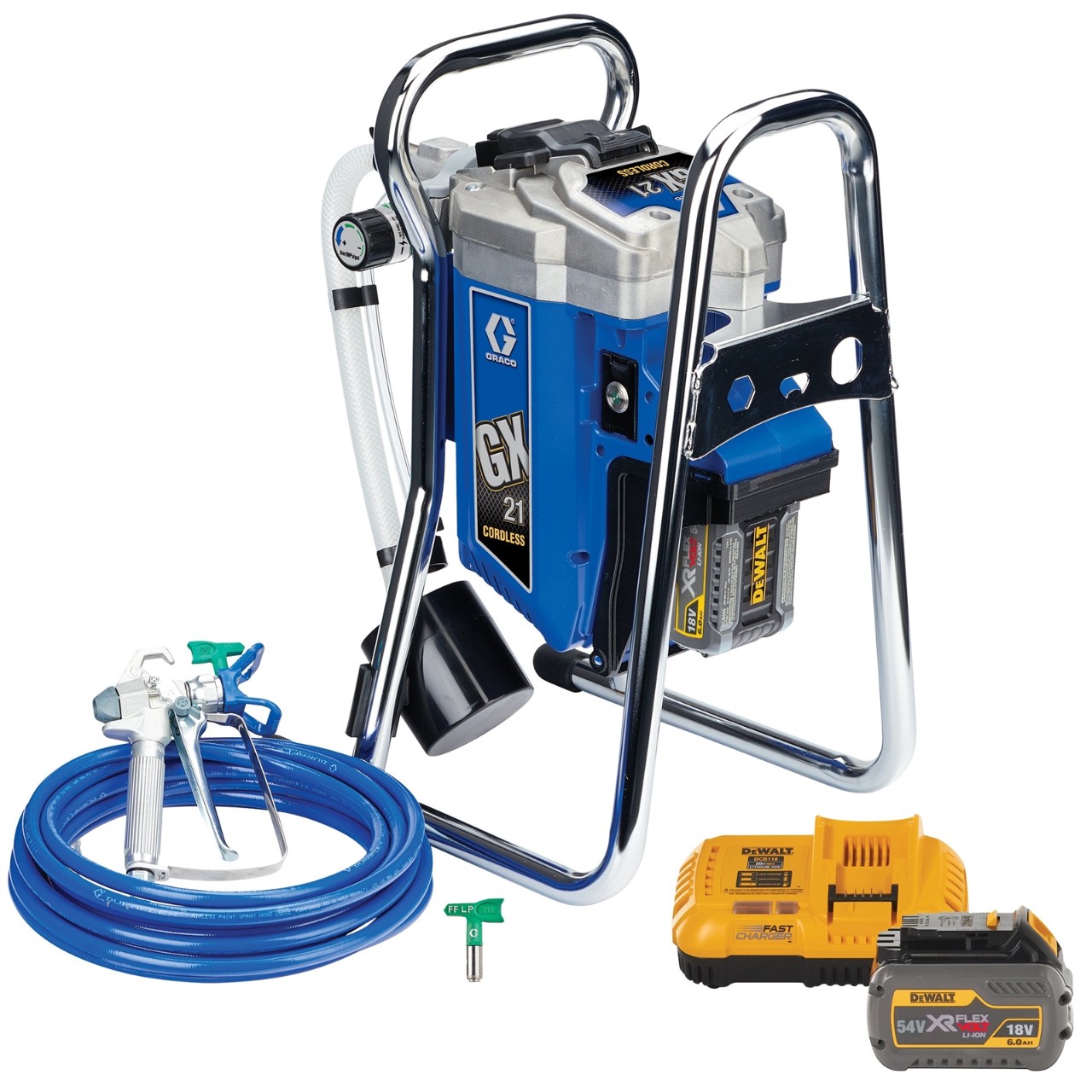 Batteridriven luftfri färgspruta Graco GX 21; 2x6,0 Ah batt.