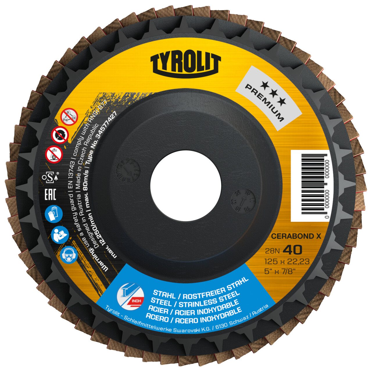 Lamellrondeller Tyrolit 34577063; 125x22,23 mm; K60