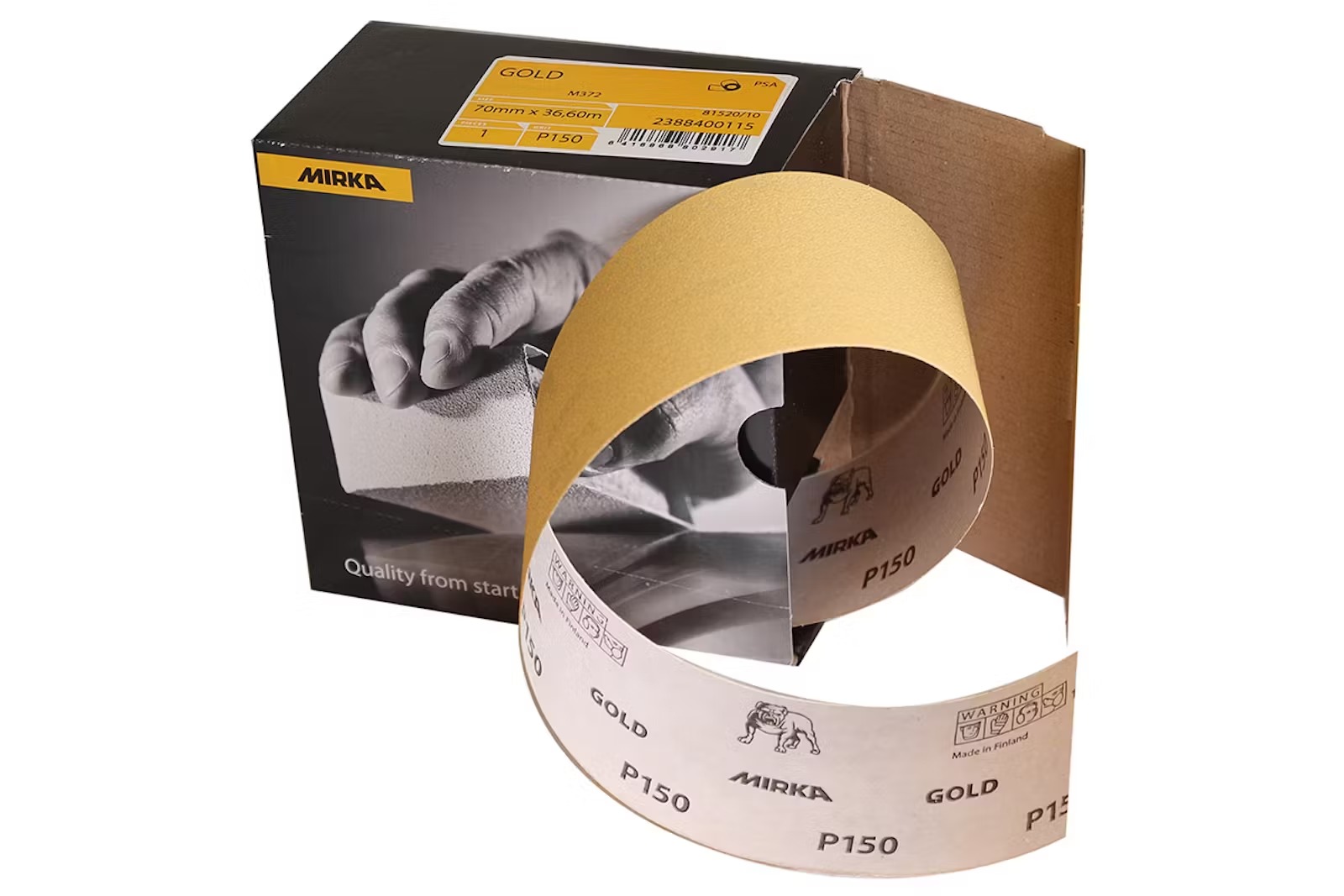 Sandpappersrulle Mirka 2388400132; 70 mm; 36,6 m; P320