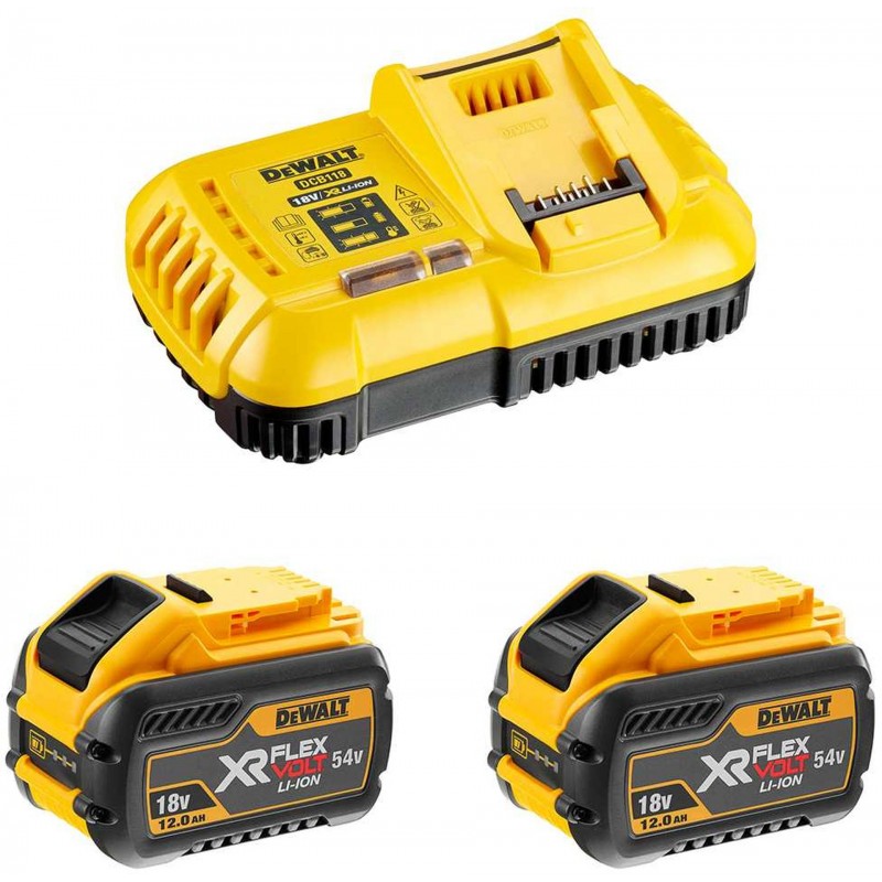 Tillbehörsset DeWalt DCB118Y2-QW; 18/54 V; 2x12,0 Ah batt.