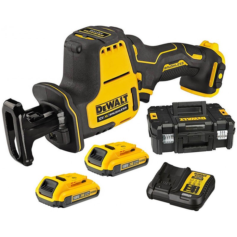 Batteridriven tigersåg DeWalt DCS312D2-QW; 12 V; 2x2,0 Ah batt.