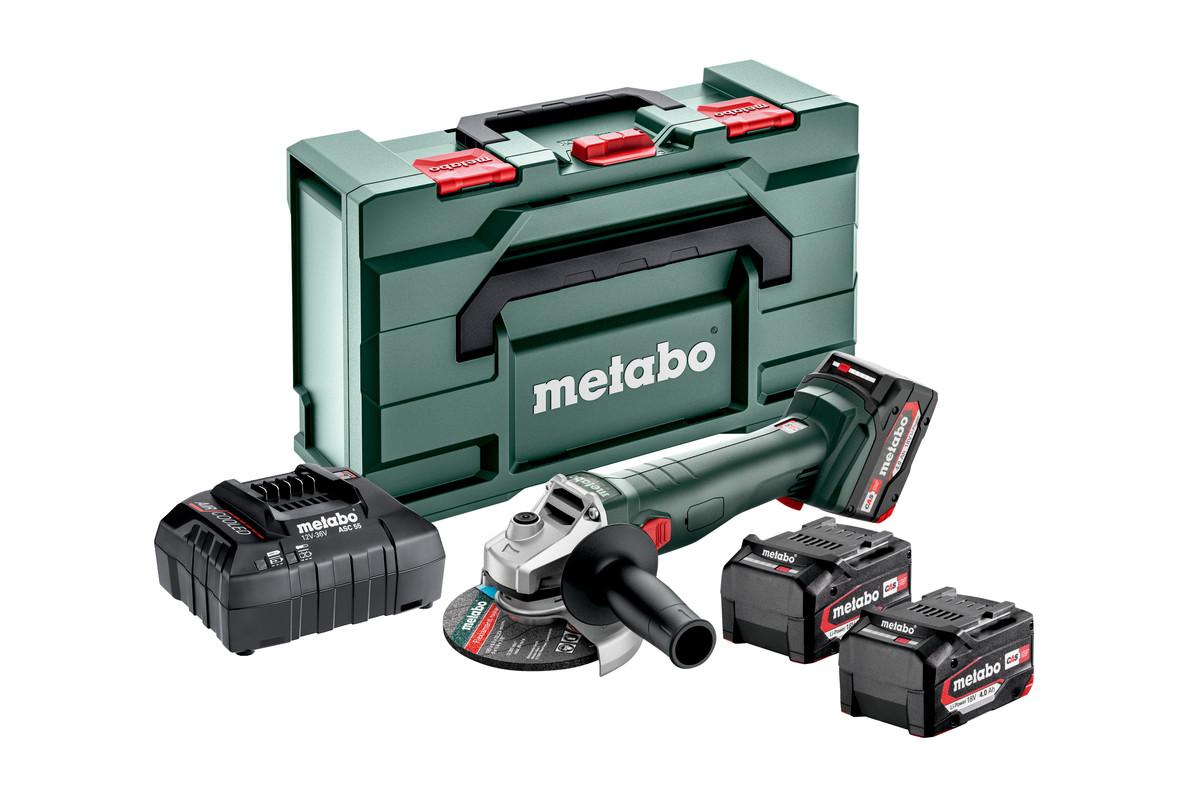 Vinkelslip Metabo W 18 L 9-125 Quick Set; 18 V; 3x4,0 Ah batt.