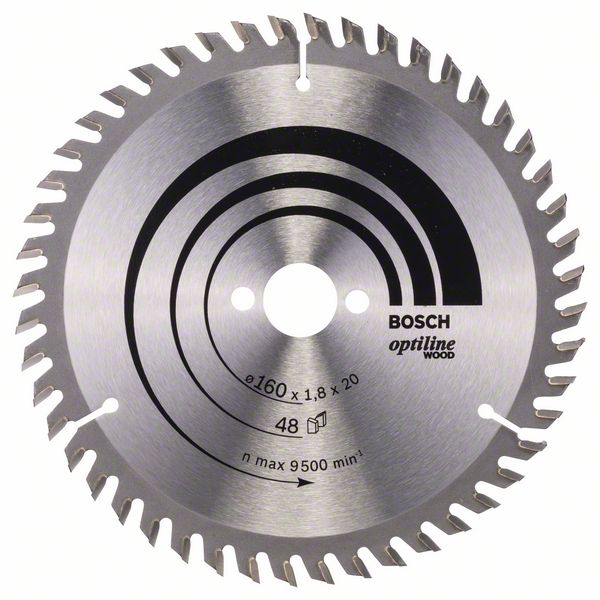Sågklinga för trä Bosch OPTILINE WOOD; 160x1,8x20,0 mm; Z48; 15°