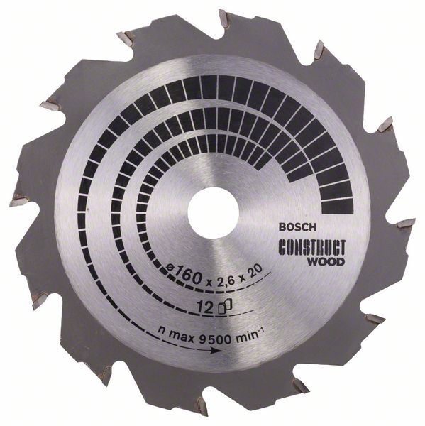 Sågklinga för trä Bosch CONSTRUCT WOOD; 160x2,6x20,0 mm; Z12; 12°
