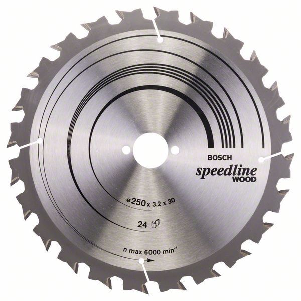 Sågklinga för trä Bosch SPEEDLINE WOOD; 250x3,2x30,0 mm; Z24; 15°
