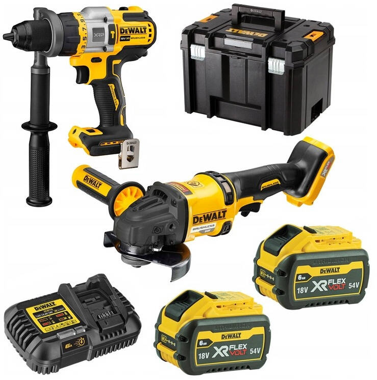 Verktygspaket DeWalt DCK2016T2T-QW (DCD999 + DCG418); 2x6,0 Ah batt.