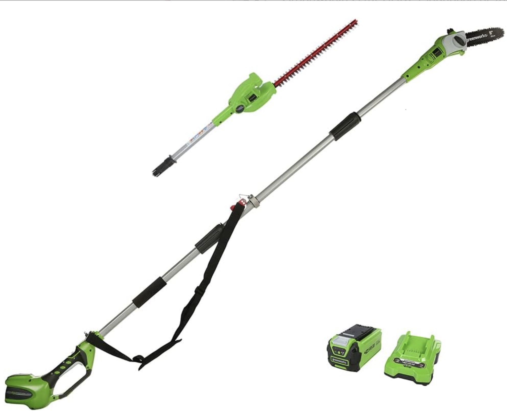 Multifunktionellt trädgrådsverktyg Greenworks GD40PSHK4; 40 V; 1x4,0 Ah batt.