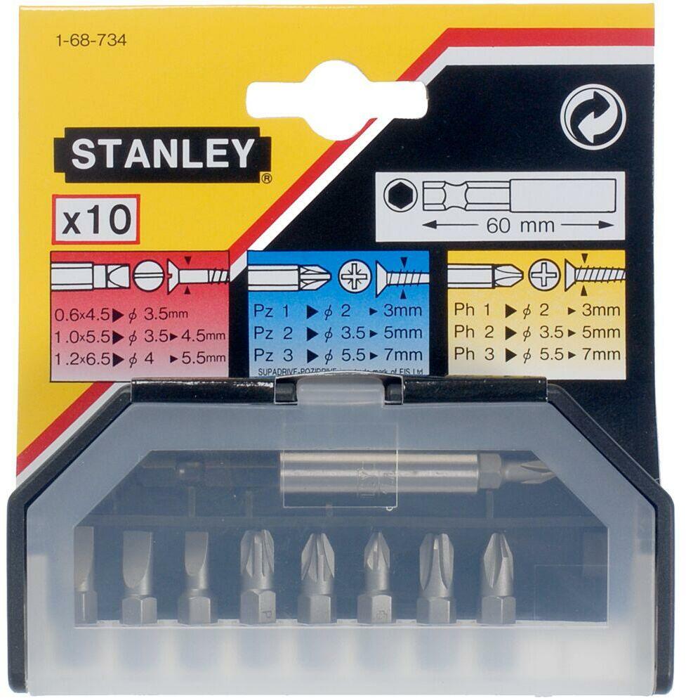 Skruvbitsats Stanley 1-68-734; 10 vnt.