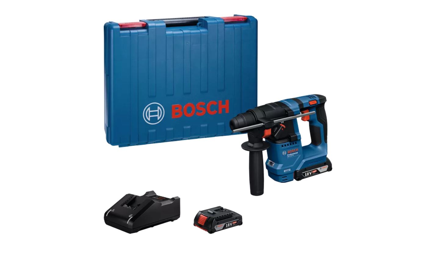 Borrhammare Bosch GBH 18V-18 Professional; 1,5 J; SDS plus; 2x2,0 Ah batt.; + Väska