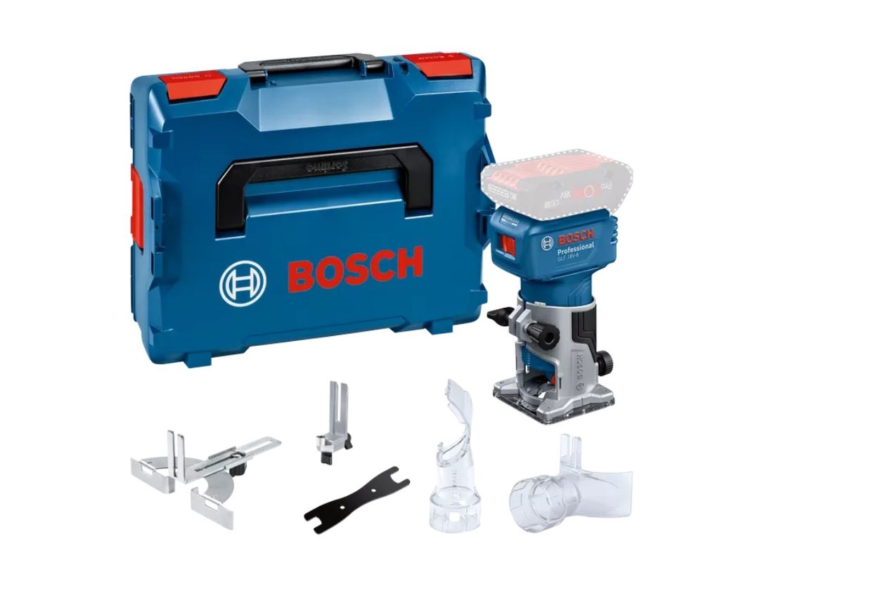 Sladdlös kantfräs Bosch GLF 18V-8 Professional; 18 V (utan batteri och laddare) + L-BOXX 136