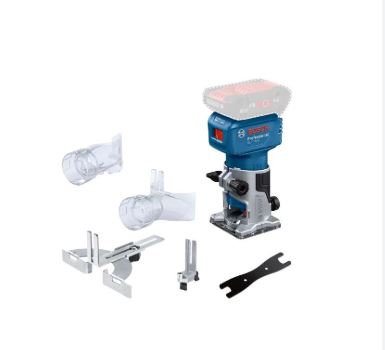 Sladdlös kantfräs Bosch GLF 18V-8 Professional; 18 V (utan batter i och laddare) + tillbehör