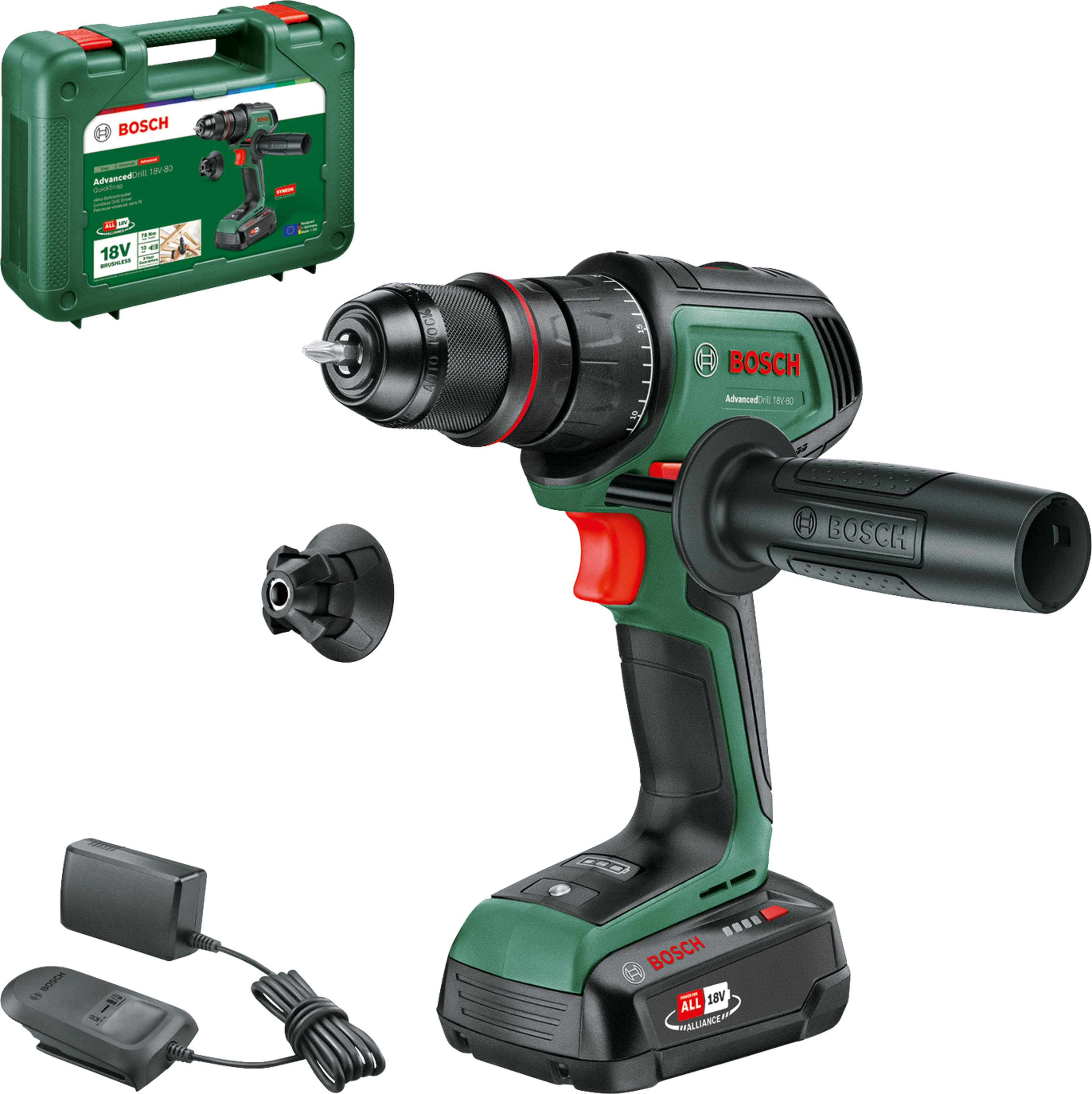 Skruvdragare/borr Bosch AdvancedDrill 18V-80 QuickSnap; 18 V; 1x2,5 Ah batt.; + Väska