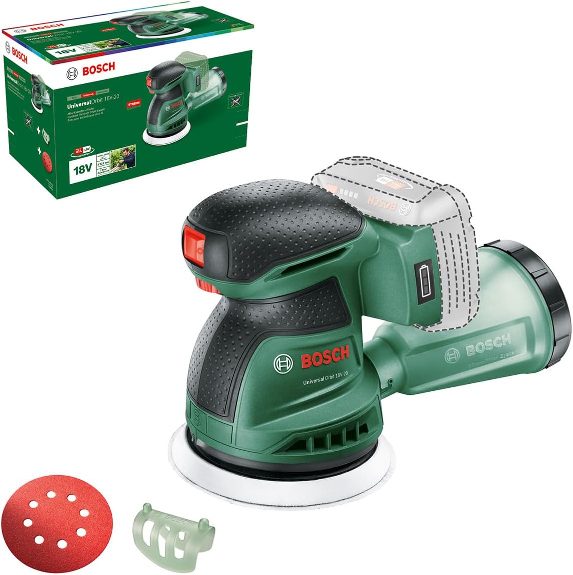 Excenterslip Bosch UniversalOrbit 18V-20; 18 V (utan batteri och laddare)
