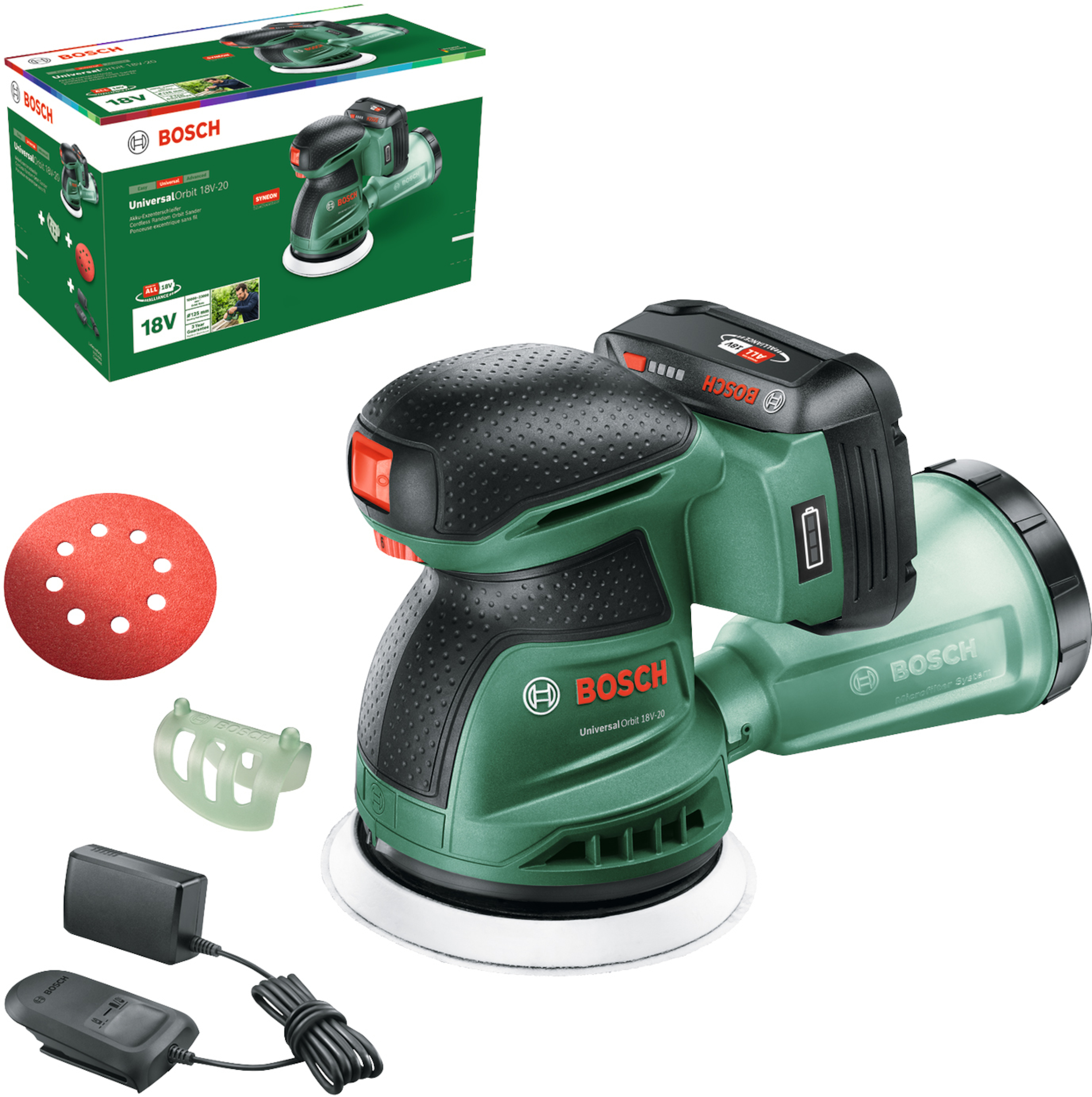 Excenterslip Bosch UniversalOrbit 18V-20; 18 V; 1x2,0 Ah batt.