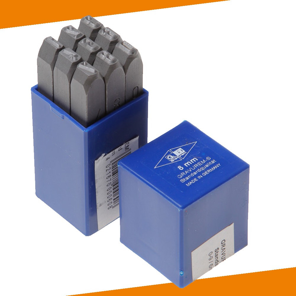 Set av sifferstansar Beta 100080K0; 8 mm; 9 st.