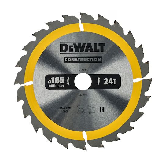 Sågklinga för trä DeWalt DT1934-QZ; 165x20 mm; Z24; 10°