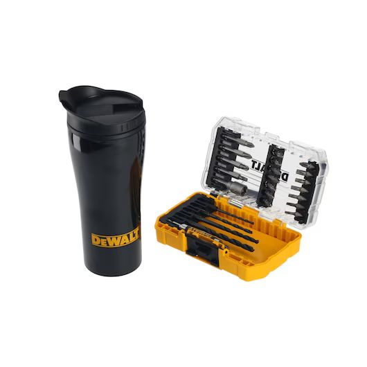 Borr- och bitssats DeWalt DT70707-QZ; 25 st. + termosmugg