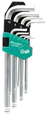 Insexnycklar Proskit HW-229B; 1,5-10 mm; 9 st.