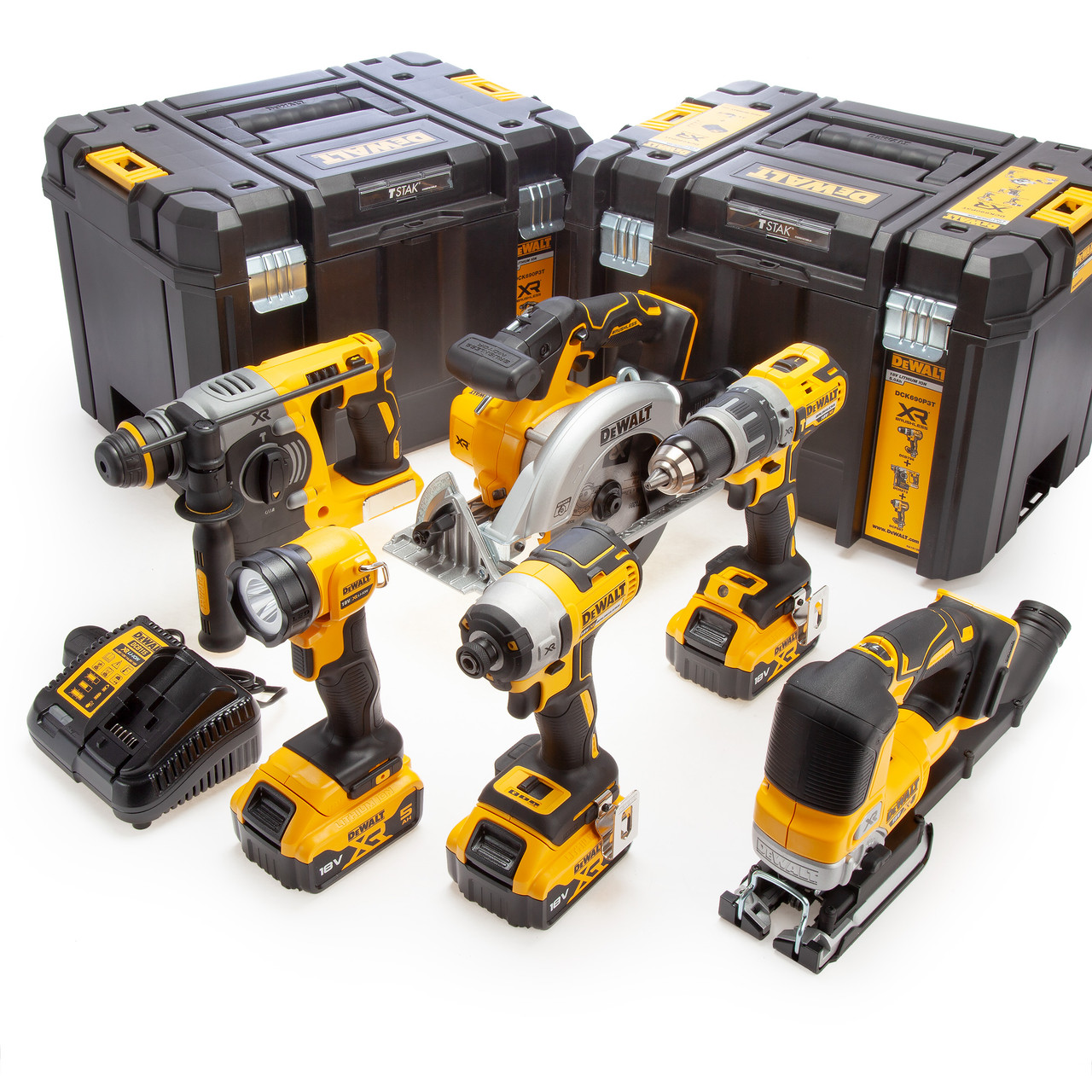 Verktygspaket DeWalt DCK690P3T-QW (DCD796+DCF887+DCS565+DCS334+DCH273+DCL040); 18V; 3x5,0 Ah batt.
