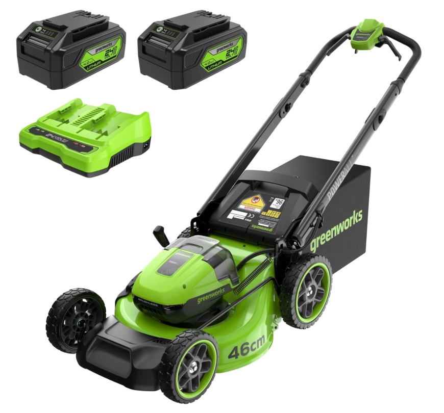 Batteridriven gräsklippare självgående Greenworks MO48L424-01;2x24 V; 2x4,0 Ah batt.