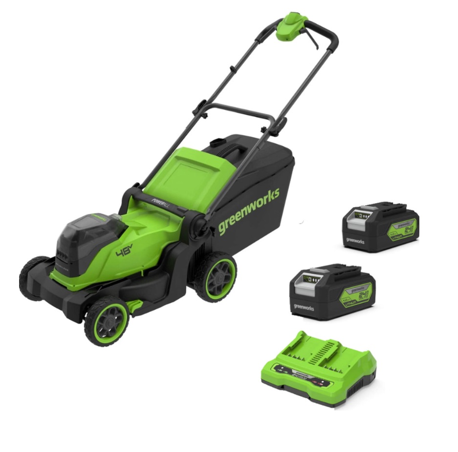 Batteridriven gräsklippare Greenworks MO48L422-01; 2x24 V; 2x4,0 Ah batt.
