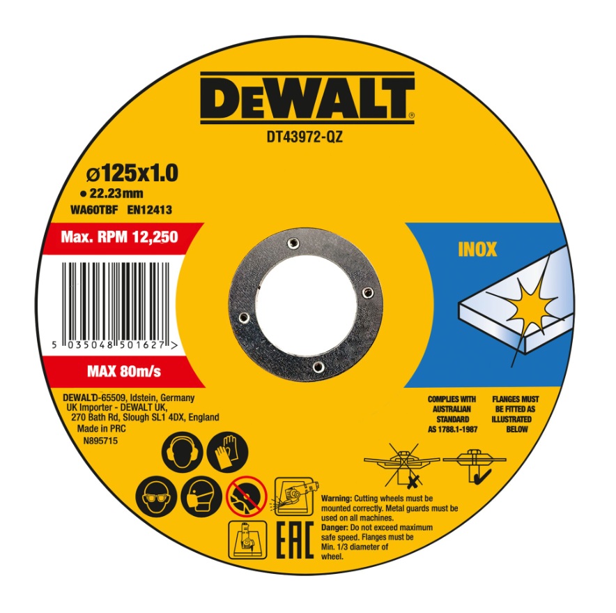 Kapskiva DeWalt DT43972-QZ; 125x22,23x1,0 mm; 10 st.