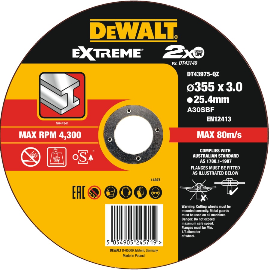 Kapskiva DeWalt DT43975-QZ; 355x25,4x3,0 mm