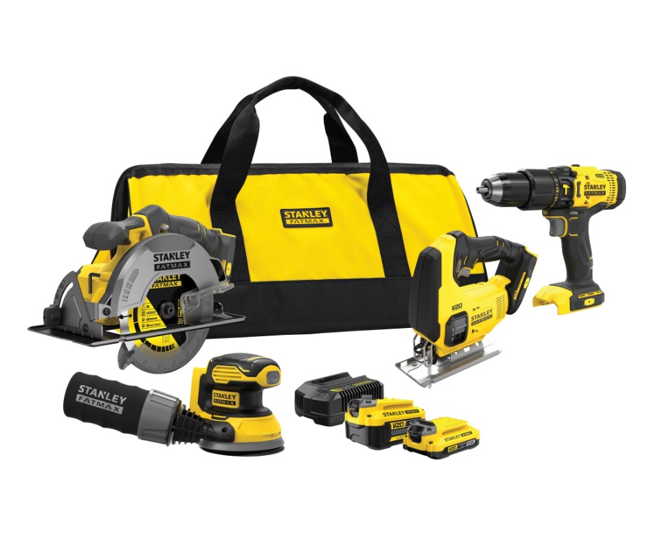 Verktygspaket Stanley SFMCK412MDS-QW (SFMCD711+SFMCS500+SFMCS600+SFMCW220); 18V; 1x2,0/4,0 Ah batt.