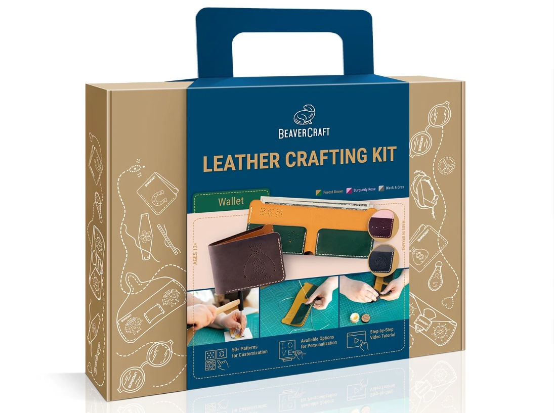Snideriset BeaverCraft DIY L WALLET Burgundy&Rose; 17 st.