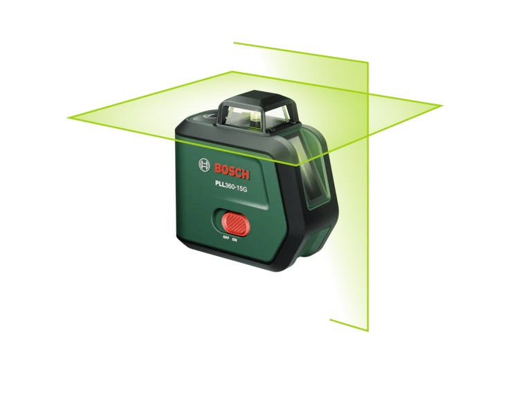 Korslinjelaser Bosch PLL360-15G; 3,6 V; 1x2,0 Ah batt.
