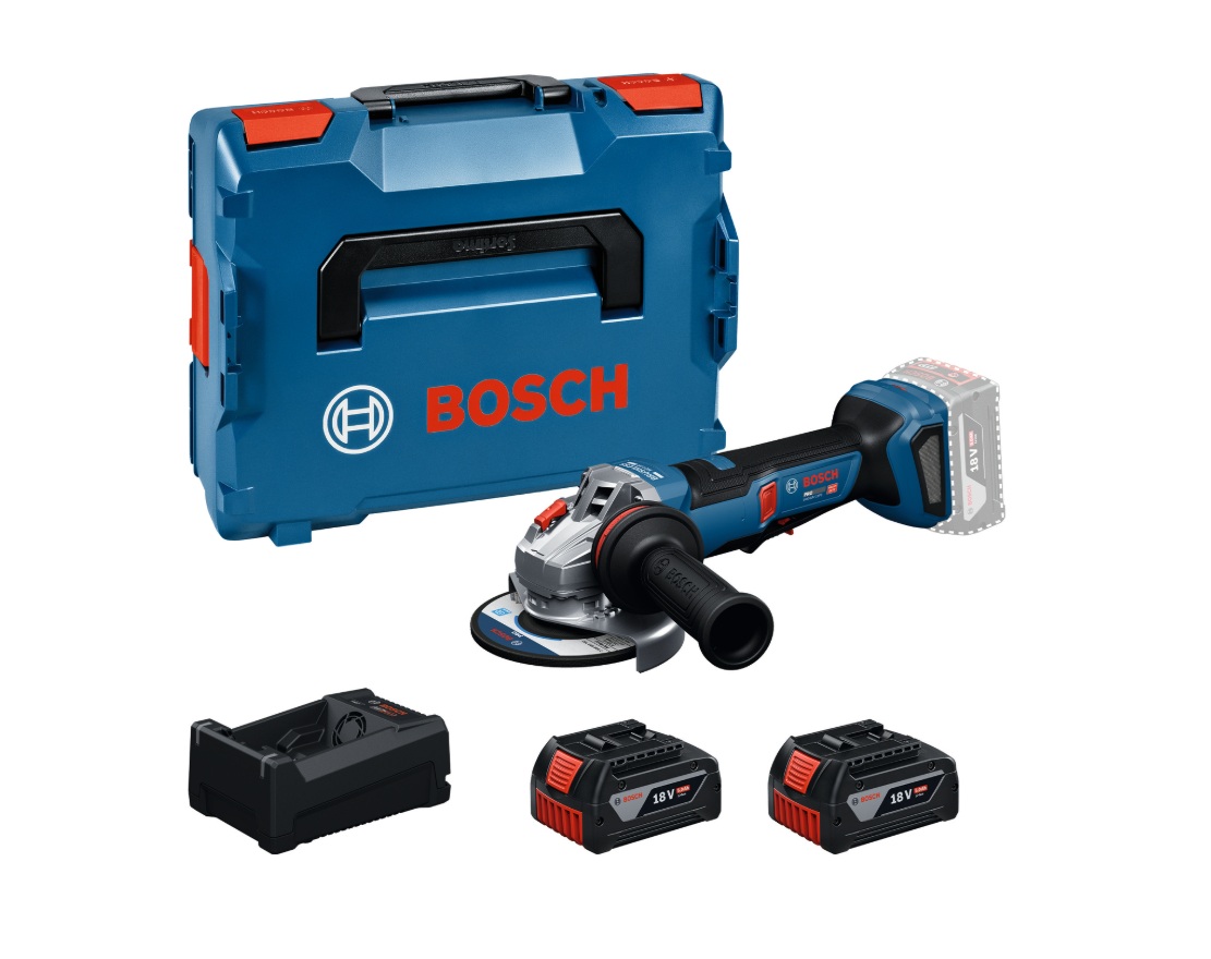 Vinkelslip Bosch GWS 18V-11 PS; 18 V; 2x5,0 Ah batt.