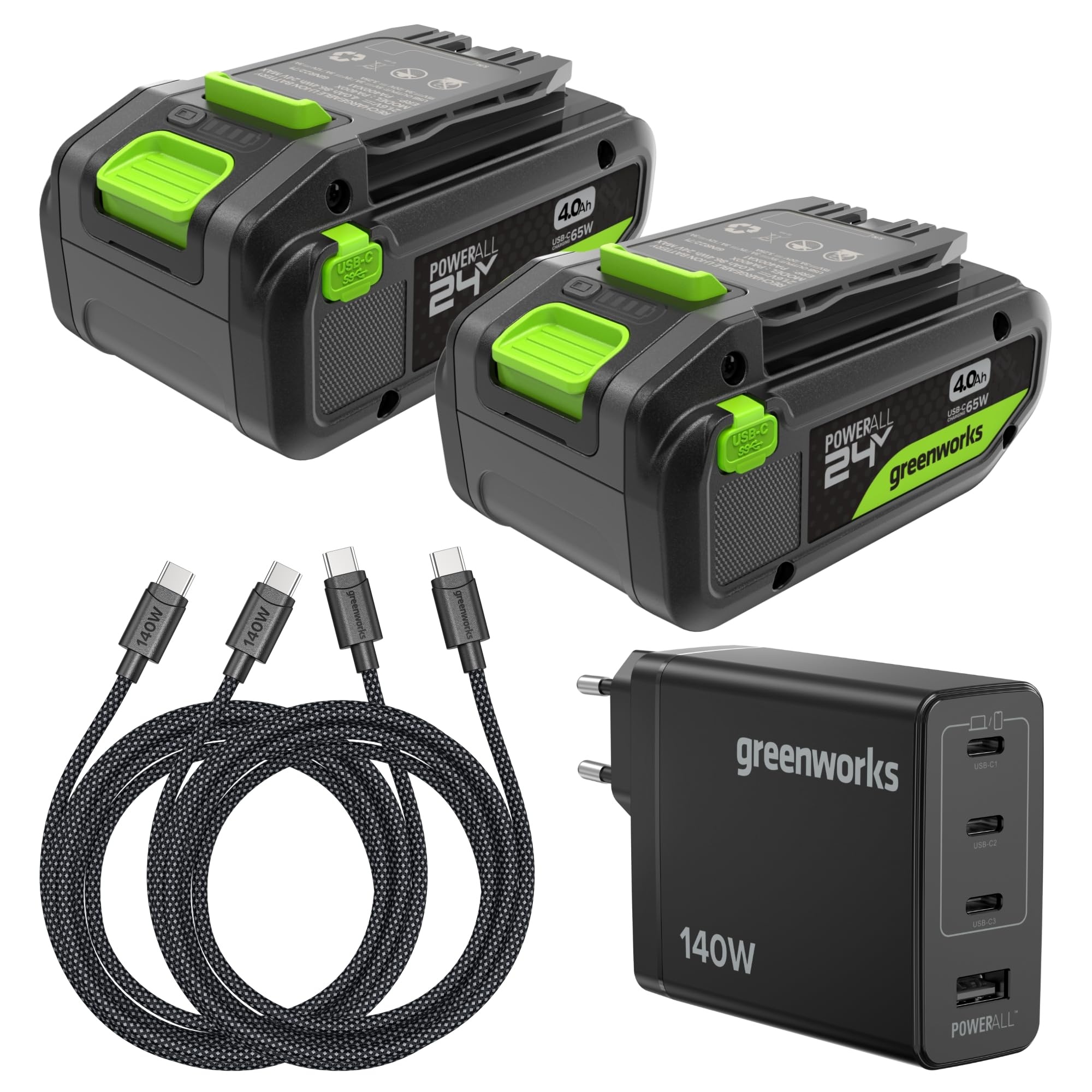 Batteri Greenworks K2D8DEAA1; 24 V; 2x4,0 Ah batt.