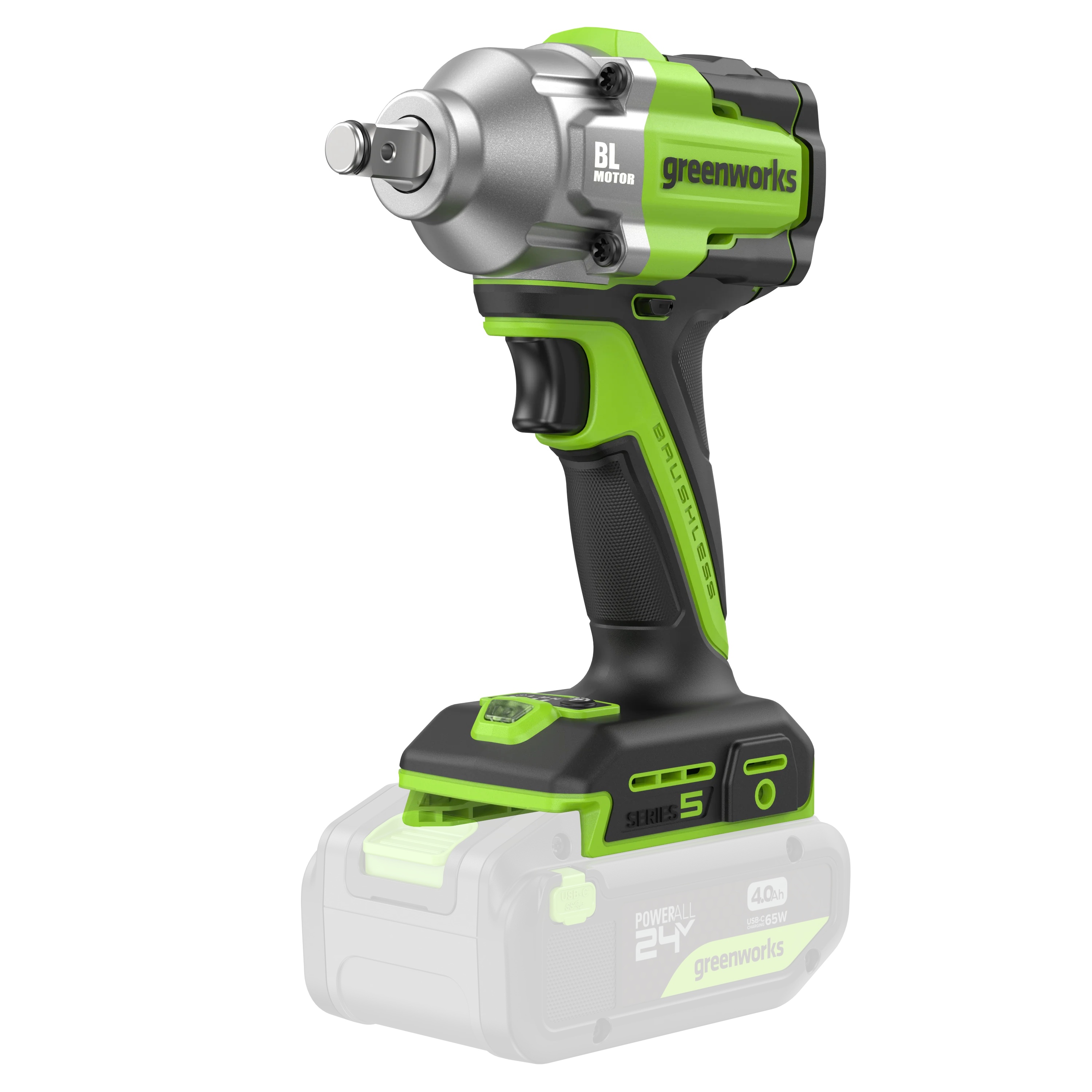 Slagmutterdragare Greenworks IW5500; 24 V; 500 Nm (utan batteri och laddare)