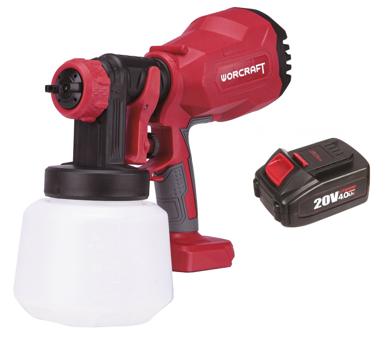 Färgspruta Worcraft CSG-S20LIA; 20 V; 1x4,0 Ah batt.