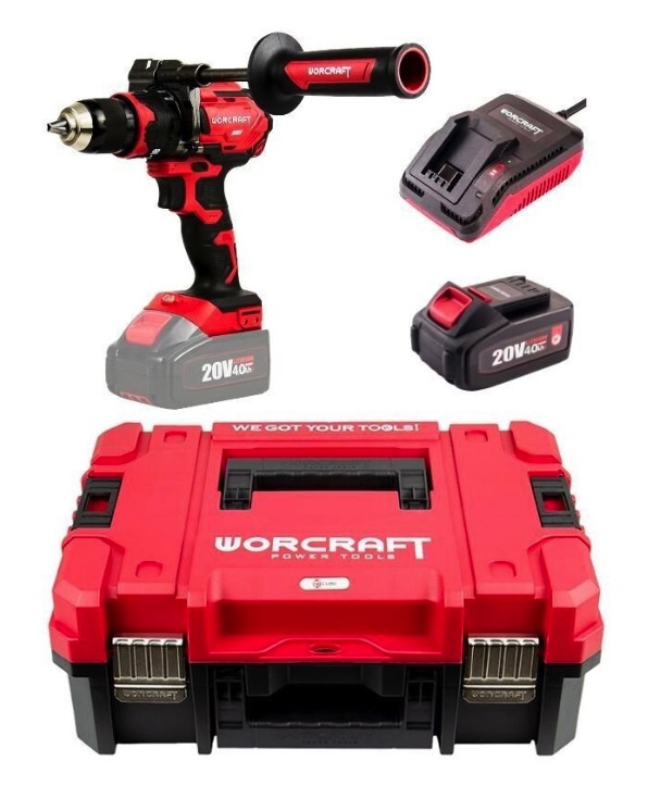 Slagskruvdragare / borr Worcraft CHDS20LIBHX; 20 V; 1x4,0 Ah batt.