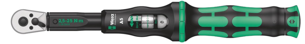 Vridmomentnyckel Wera Click-Torque A 5; 1/4''; 2,5-25 Nm