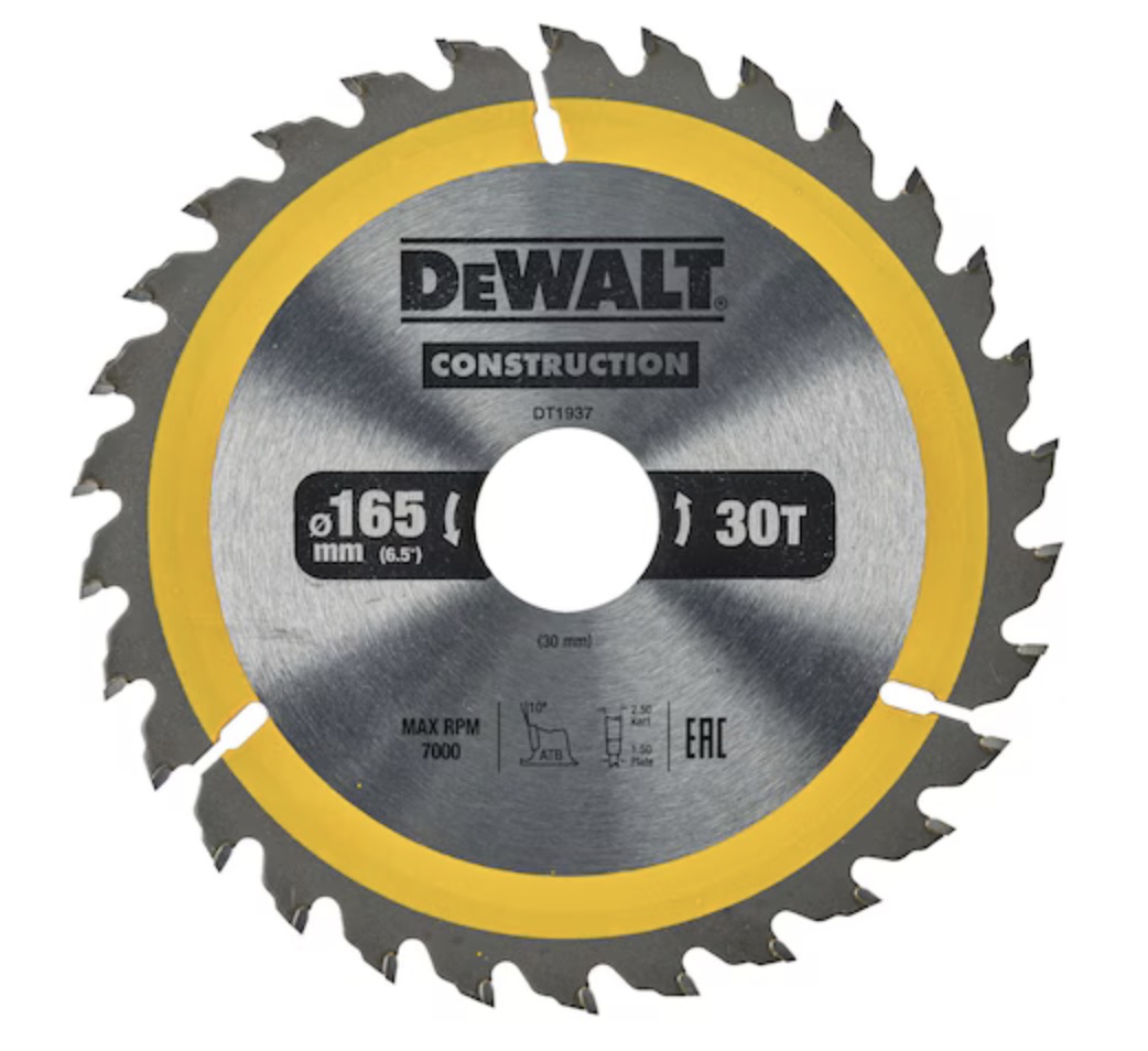 Sågklinga för trä DeWalt DT1937-QZ; 165x30 mm; 30T