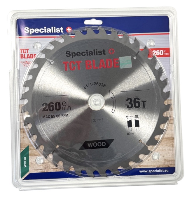 Sågklinga för trä Specialist+ Wood; 260x30 mm; Z36