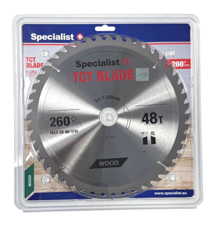 Sågklinga för trä Specialist+ Wood; 260x30 mm; Z48