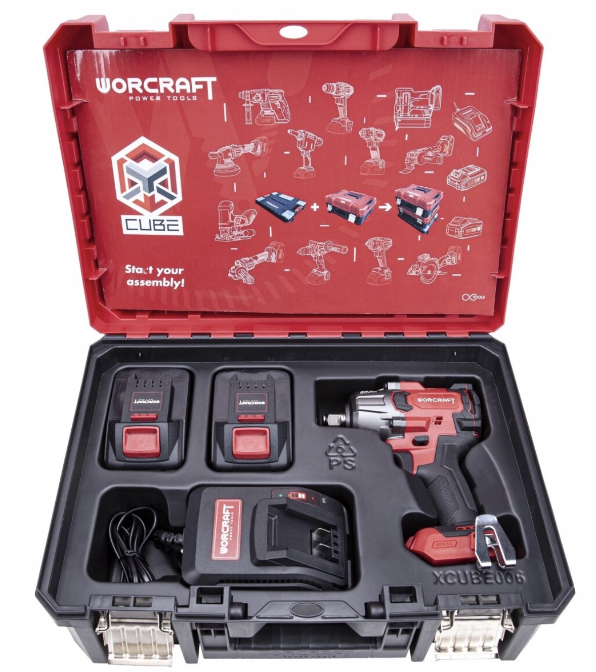 Slagmutterdragare Worcraft CIWS20LIB850X; 20 V; 2x4,0 Ah batt.