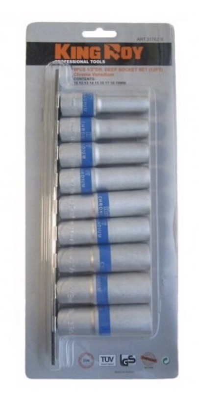 Hylsnyckelsats KingRoy KR317619; 1/2''; 9 st.