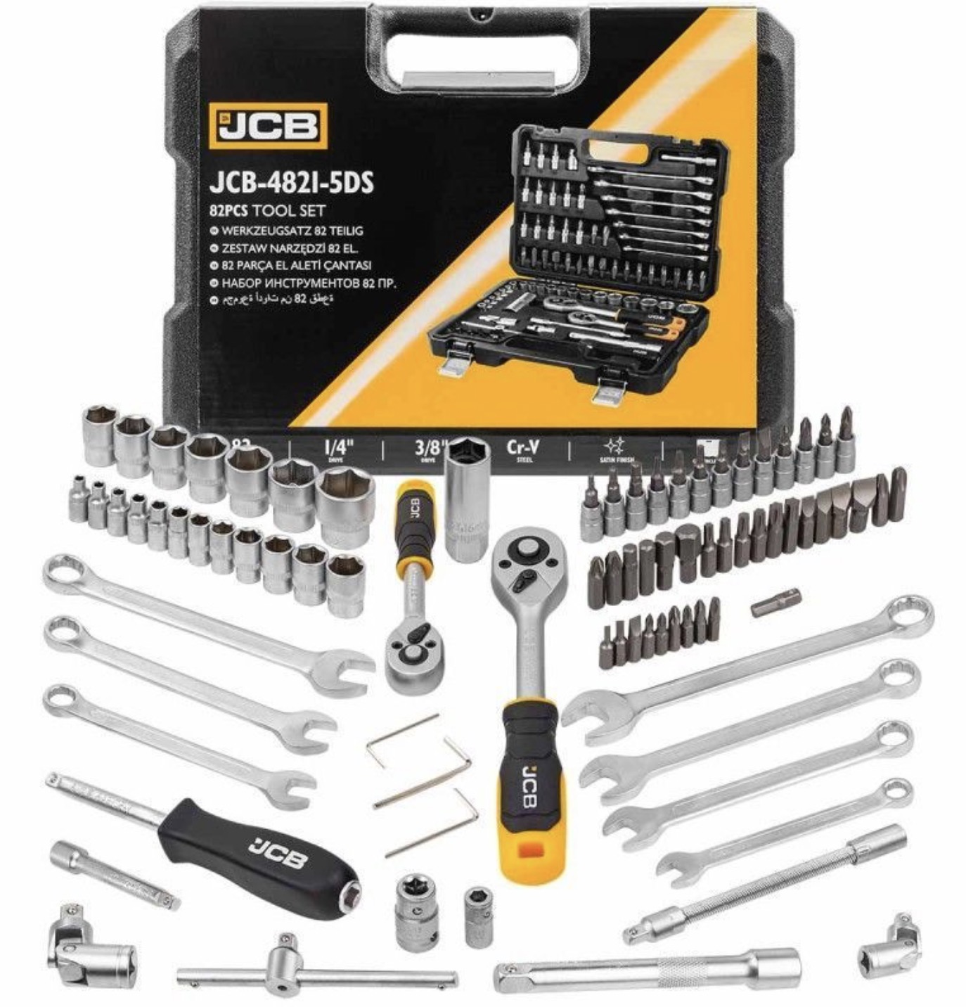 Verktygspaket JCB 4821-5DS; 1/4''; 3/8''; 82 st.