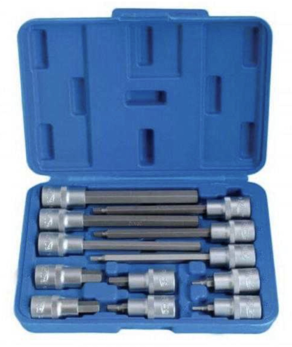 Hylsnyckelsats med Hex-bits SATRA S-SH1212L; 1/2''; 12 st.