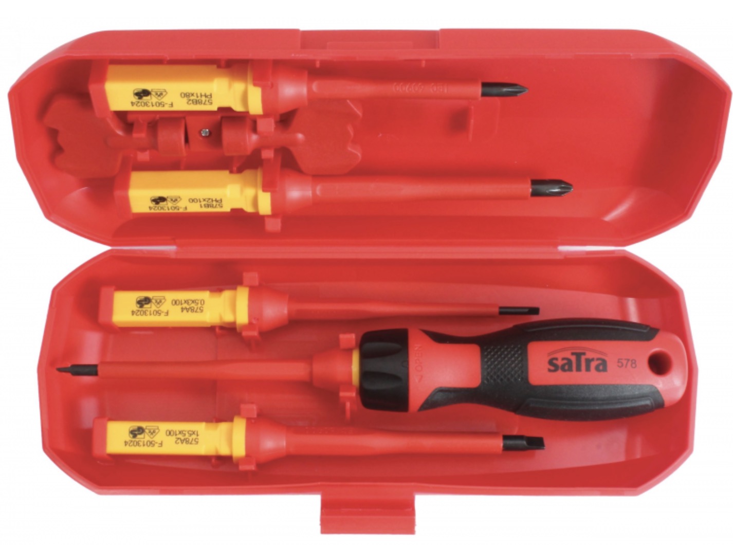 Set av isolerade (1 000 V) skruvmejslar SATRA S-VDE7S; 7 st.