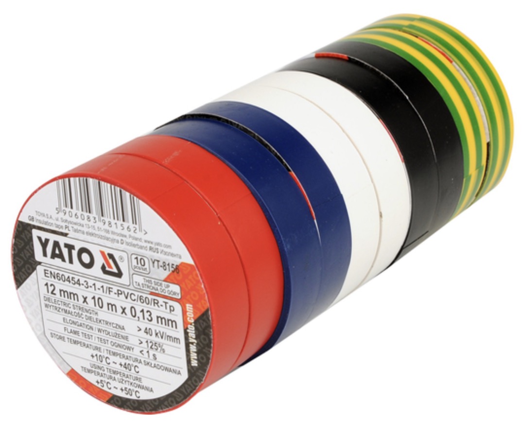 Isoleringstejp Yato YT-8156; 12 mmx10 m; 10 st.