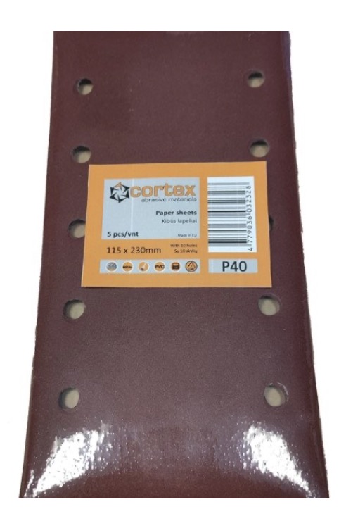 Sandpapper för planslipar Cortex 31421; 115x230 mm; P180; 5 st.
